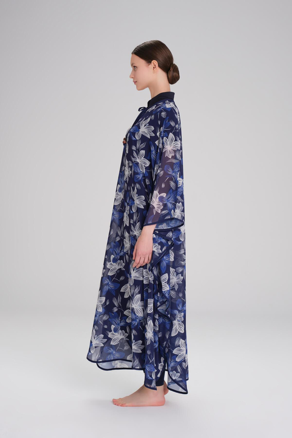 HaşemaHaşema Desenli Mavi Uzun Pareo 4089