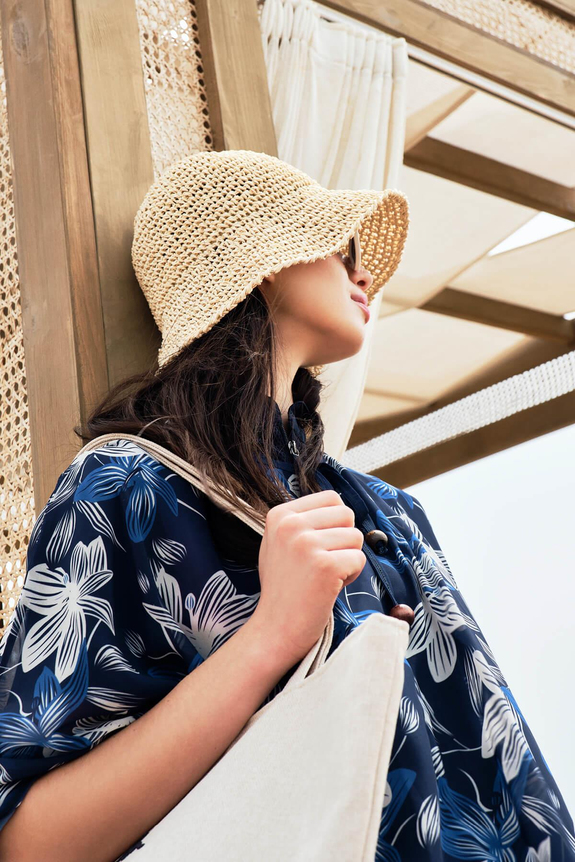 HaşemaHaşema Desenli Mavi Uzun Pareo 4089