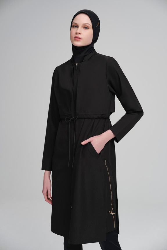 HaşemaHaşema Cord Detailed Black Full Coverage Burkini - Swimsuit Set
