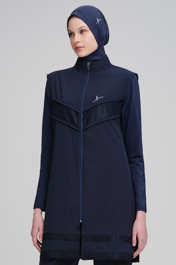 HaşemaHaşema Net Detailed Navy Full Coverage Burkini - Swimming Tunic