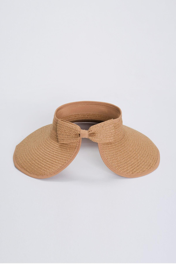 HaşemaHaşema Fiyonk Detaylı Katlanabilir Sütlü Kahve Vizör Plaj Şapkası