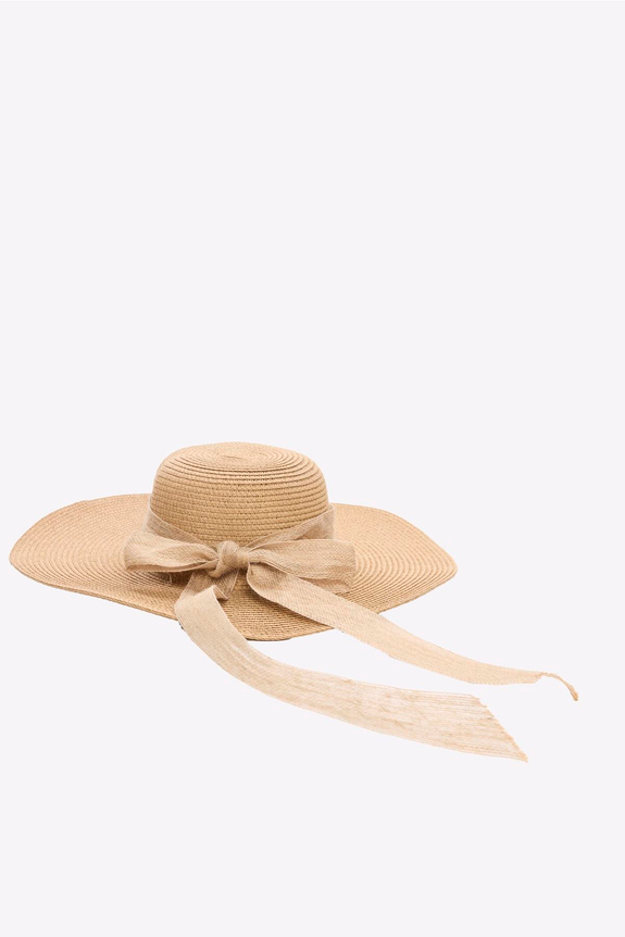 HaşemaHaşema Fiyonklu Bej Renk Hasır Plaj Şapkası 2043