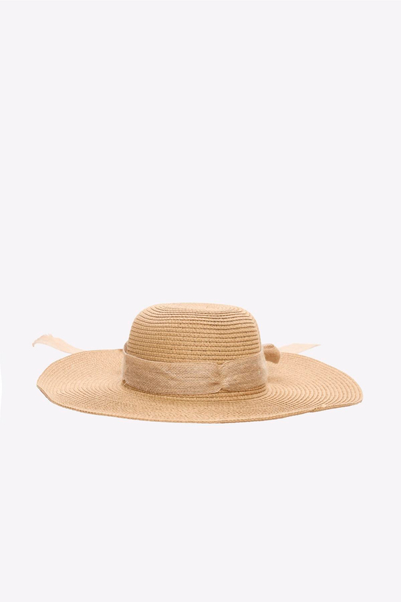 HaşemaHaşema Fiyonklu Bej Renk Hasır Plaj Şapkası 2043