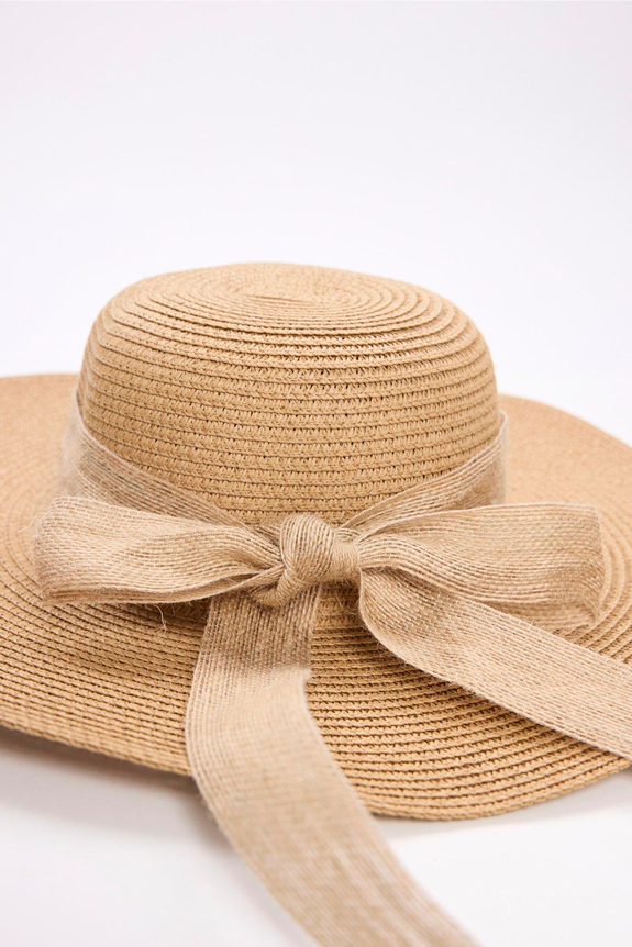 HaşemaHaşema Fiyonklu Bej Renk Hasır Plaj Şapkası 2043