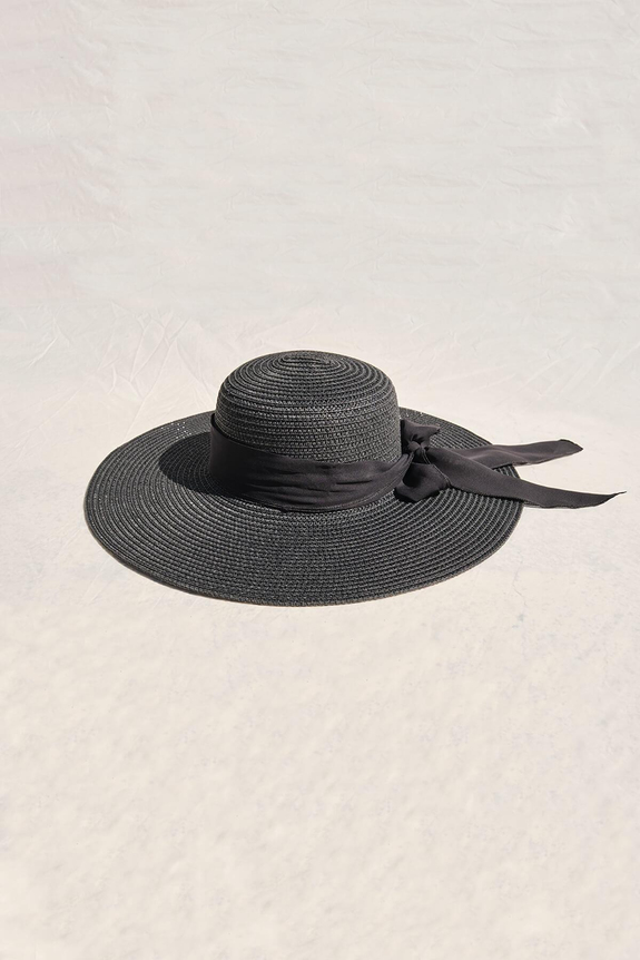 HaşemaHaşema Fiyonklu Siyah Hasır Şapka