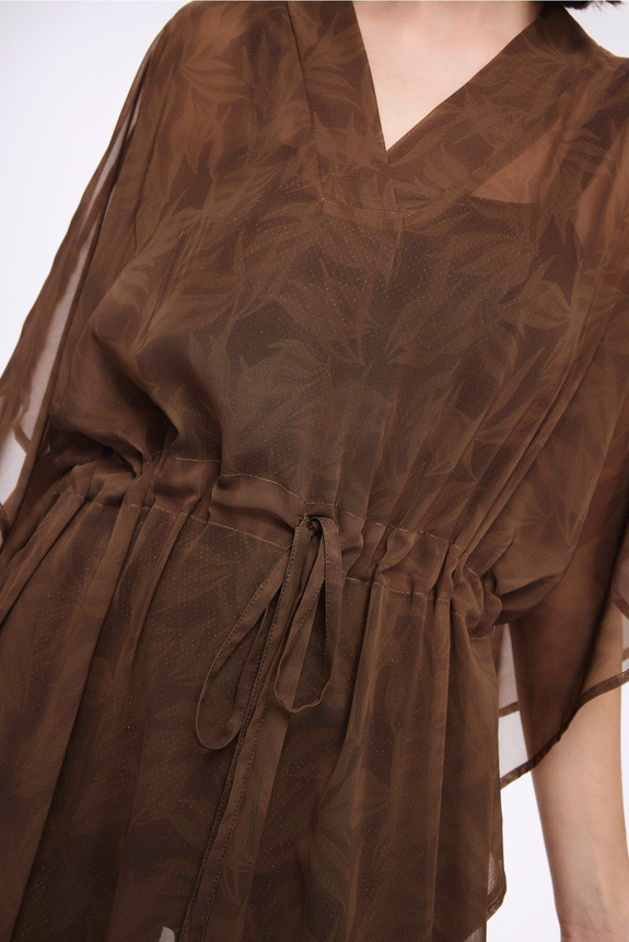 HaşemaHaşema Floral Desenli Kahverengi Uzun Pareo 5059