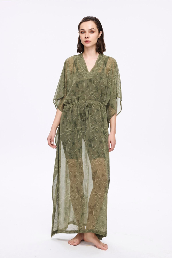 HaşemaHaşema Floral Desenli Yeşil Uzun Pareo 5060