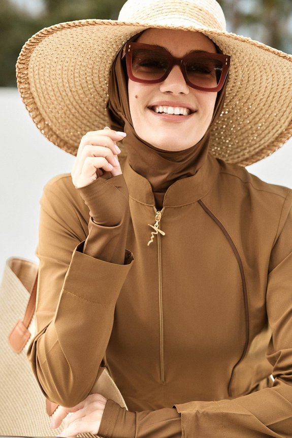 HaşemaHaşema طقم سباحة أخضر مصفر 5 قطع للمحجبات مع حزام ومشبك 5034