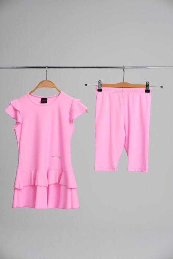 HaşemaHaşema Kids' Short Sleeve Pink Half Coverage Girl's Swimsuit Set