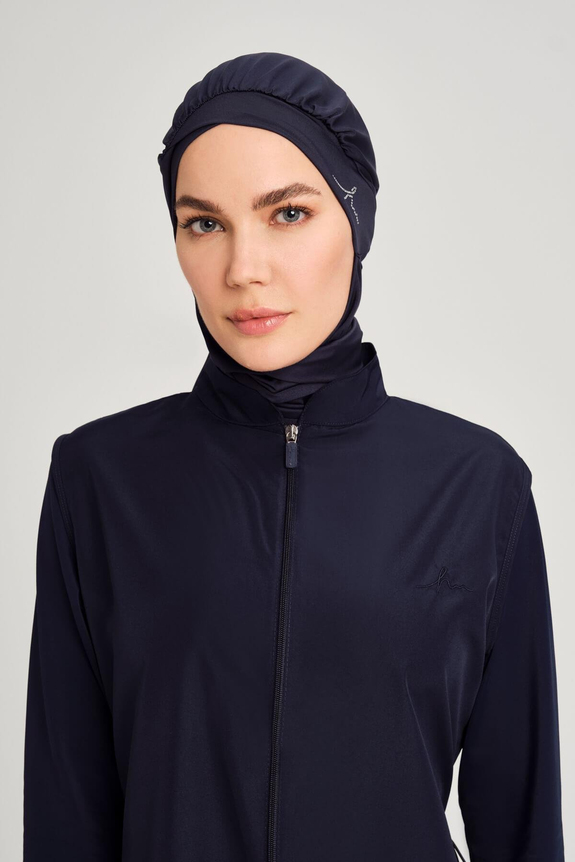 HaşemaHaşema Navy Blue Gem Embroidered Cross Over Swimming Hijab