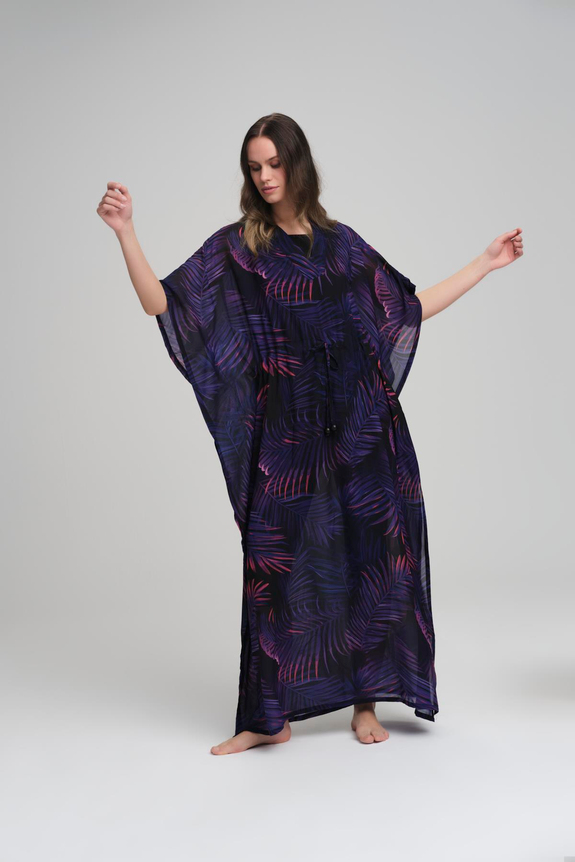 HaşemaHaşema Palmiye Desenli Siyah Uzun Pareo