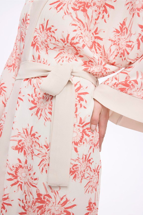 HaşemaHaşema Pembe Çiçek Desenli Uzun Kimono 5043