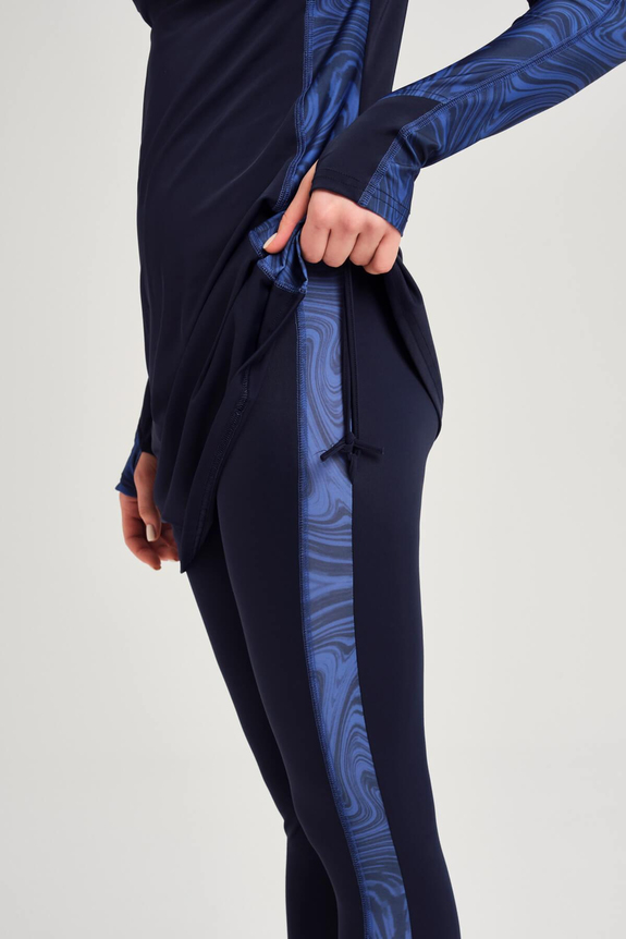 HaşemaHaşema Performance Series Hidden Shoulder Zipper Detailed Navy Full Coverage Burkini - Swimsuit Set H-PER 30