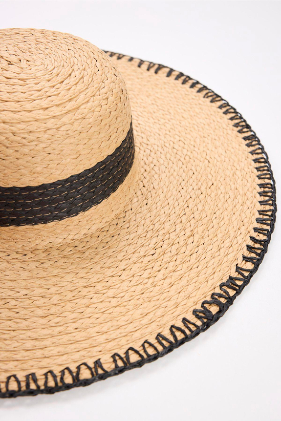 HaşemaHaşema Şerit Detaylı Bej Hasır Plaj Şapkası 2042