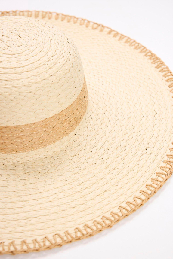 HaşemaHaşema Şerit Detaylı Ekru Hasır Plaj Şapkası 2042