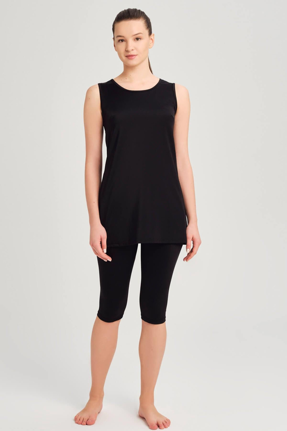 HaşemaSiyah Askılı Kadın Havuz Mayosu