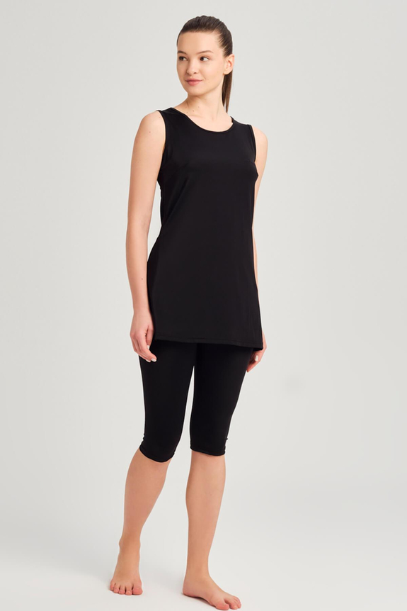 HaşemaSiyah Askılı Kadın Havuz Mayosu