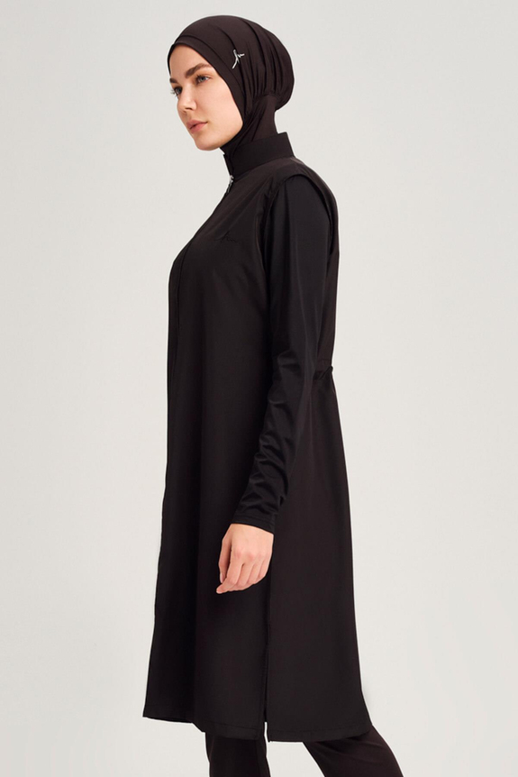 HaşemaSiyah Jileli Tam Tesettür Kadın Mayo