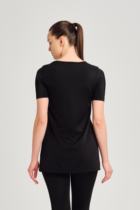 HaşemaSiyah Yarım Kol Kadın Havuz Mayosu