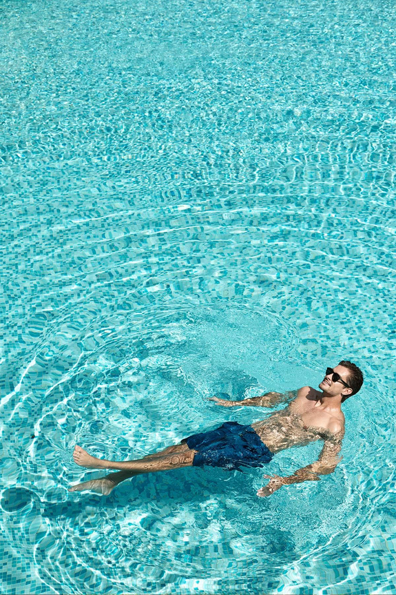 HaşemaHaşema شورت سباحة أزرق قصير للرجال بقصة رياضية 5038