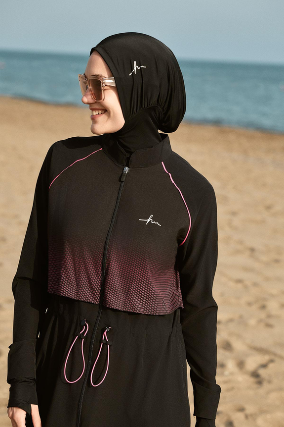 HaşemaHaşema طقم سباحة أسود طويل 5 قطع للمحجبات 5048