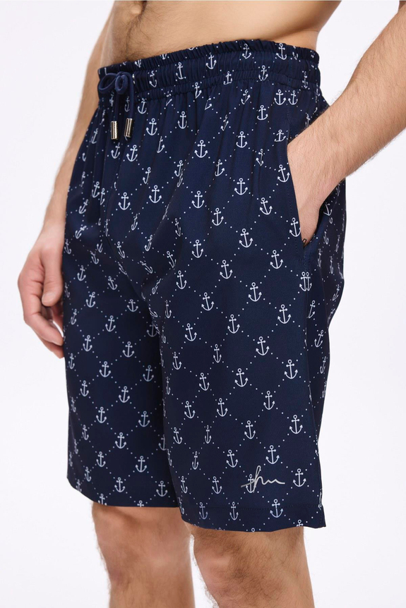 HaşemaHaşema شورت سباحة كحلي قصير بطبعة القوارب الشراعية للرجال 5044