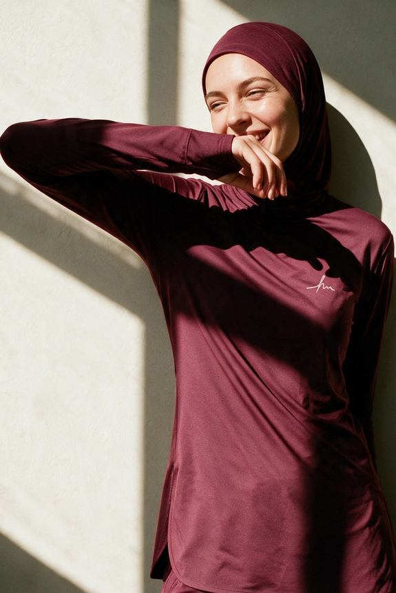HaşemaHaşema Active Long-Sleeve Crew-Neck Purple Modest Training T-Shirt ACT-8