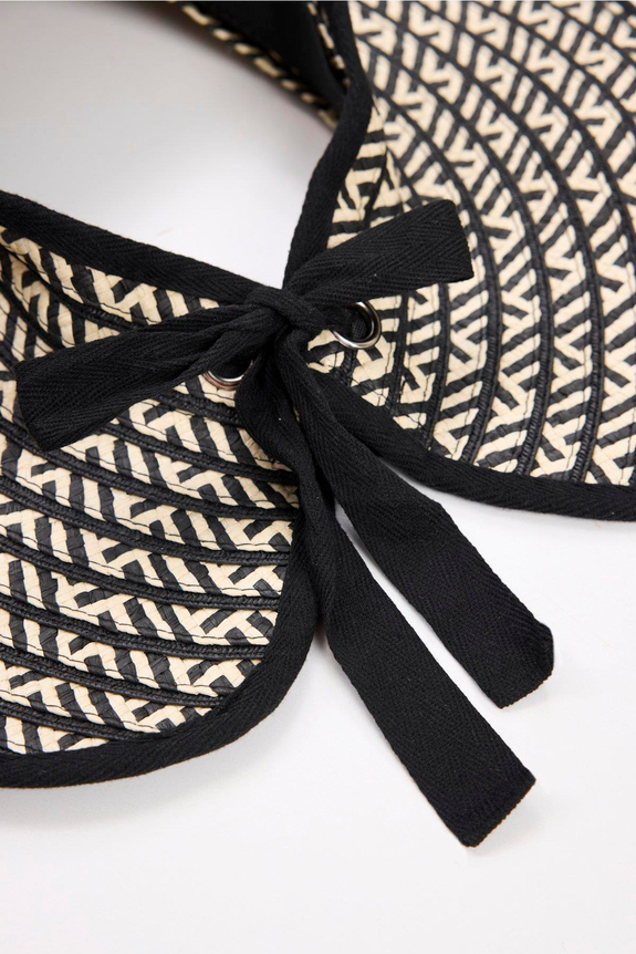 HaşemaHaşema Bağlama Detaylı Katlanabilir Desenli Siyah Vizör Plaj Şapkası 90