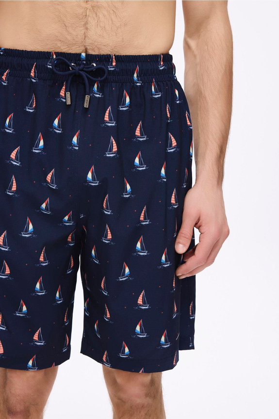 HaşemaHaşema شورت سباحة كحلي قصير بطبعة المرساة للرجال 5045