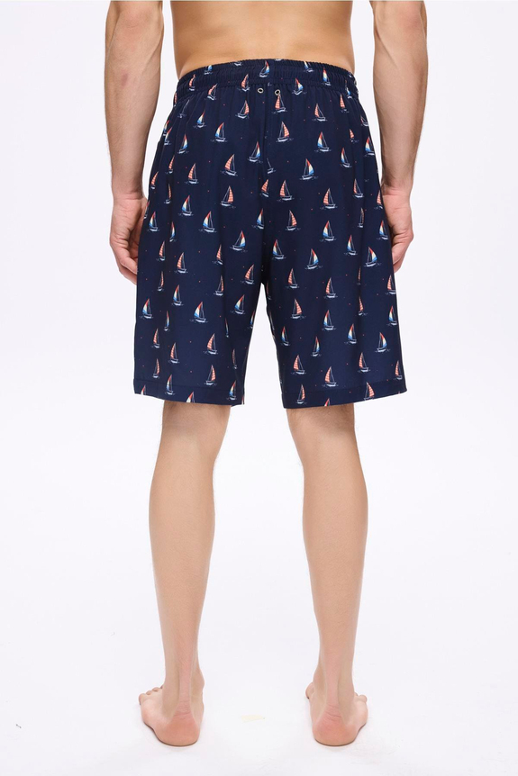 HaşemaHaşema شورت سباحة كحلي قصير بطبعة المرساة للرجال 5045
