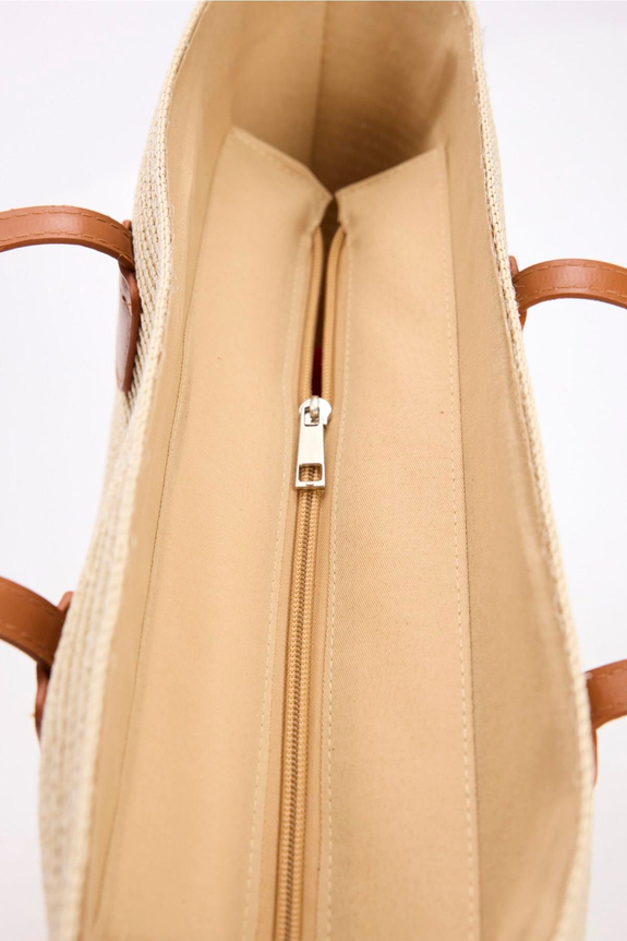 HaşemaHSM-3120 DERİ SAPLI HASIR ÇANTA