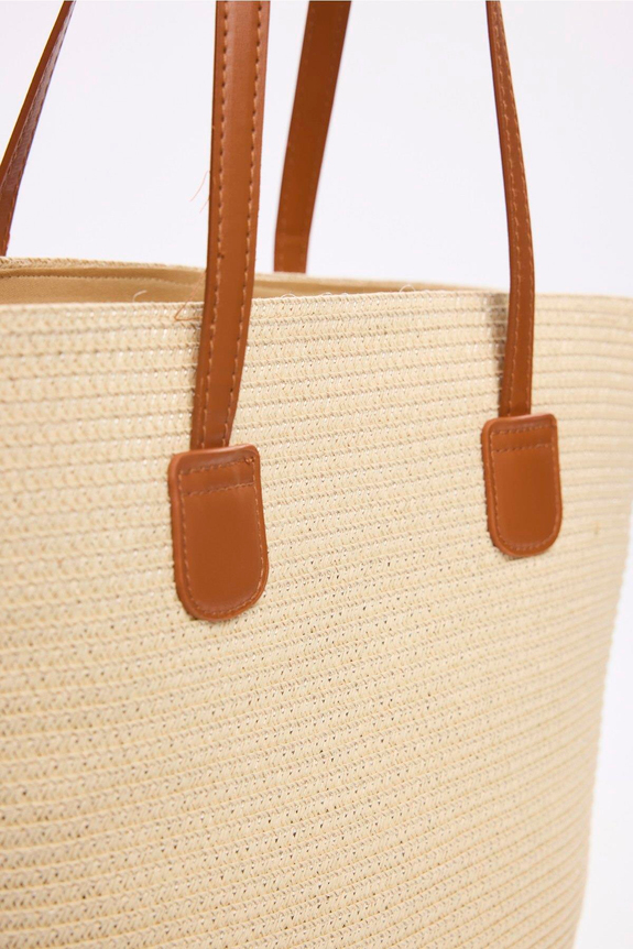 HaşemaHSM-3120 DERİ SAPLI HASIR ÇANTA