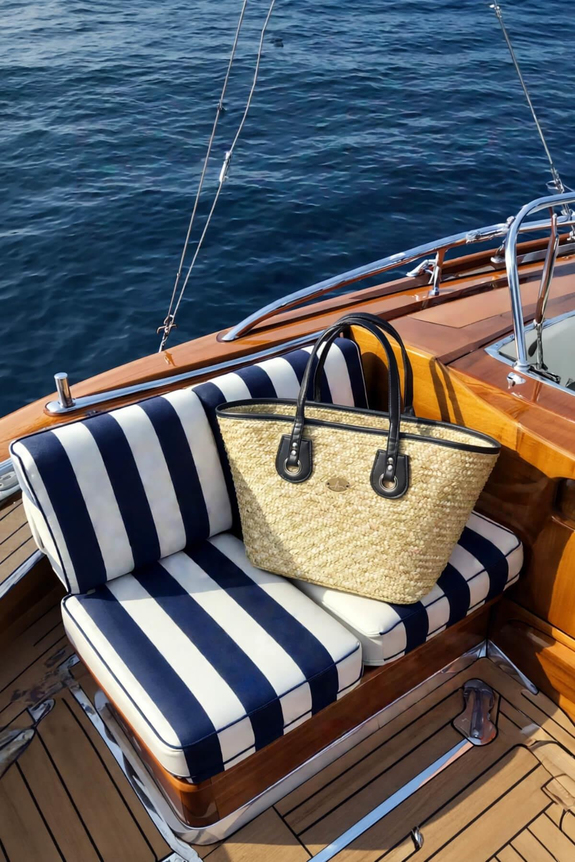 HaşemaHaşema حقيبة شاطئ قش باللون الأسود لها مسكة يد جلدية وسحاب 3121