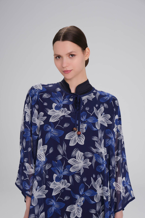 HaşemaHaşema Desenli Mavi Uzun Pareo 4089