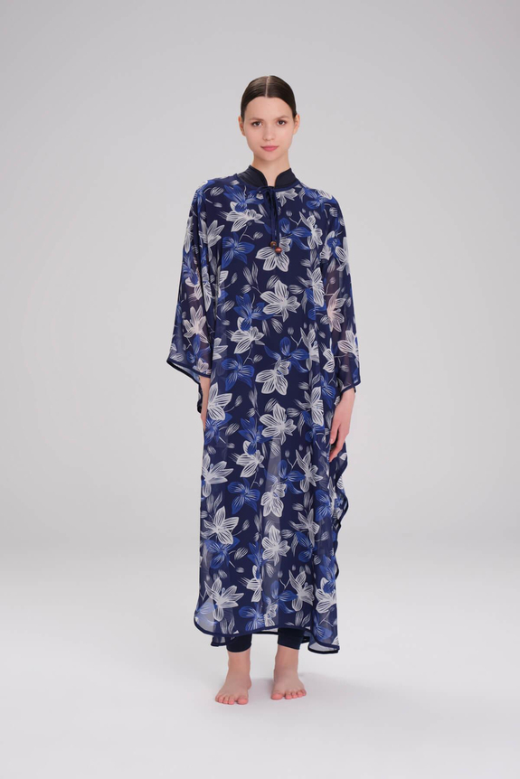 HaşemaHaşema Desenli Mavi Uzun Pareo 4089