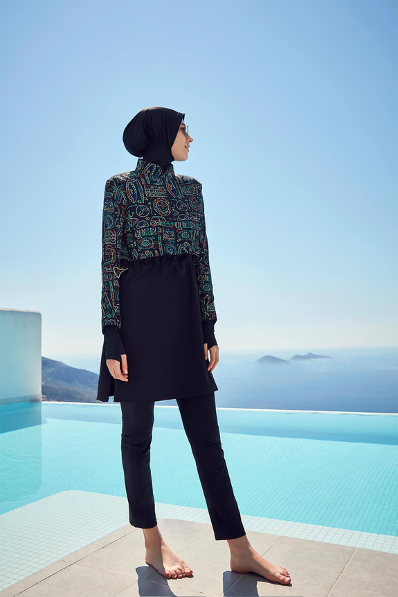 HaşemaHaşema Esila Series Holiday Patterned Full Coverage Burkini - Swimming Tunic