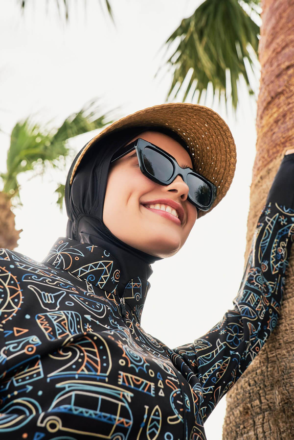 HaşemaHaşema Esila Series Holiday Patterned Full Coverage Burkini - Swimming Tunic