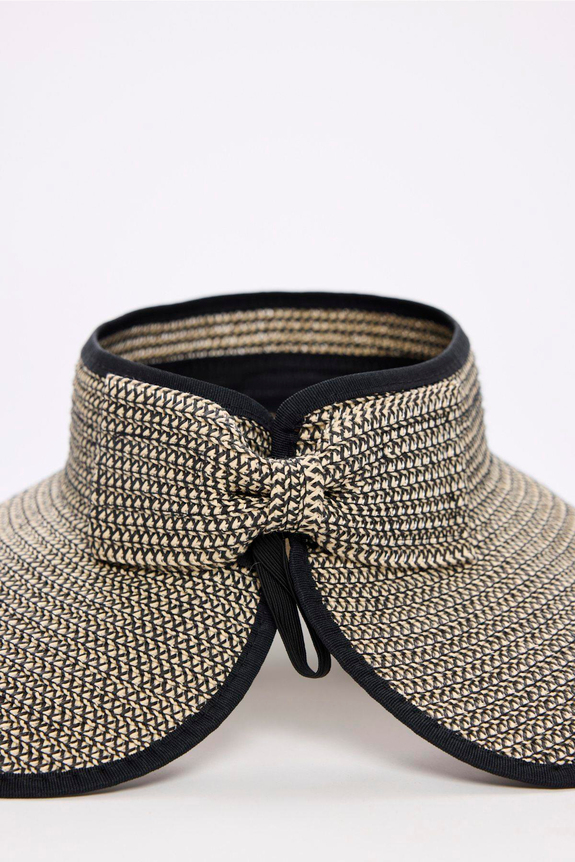HaşemaHaşema Fiyonk Detaylı Katlanabilir Siyah Bej Vizör Plaj Şapkası 17