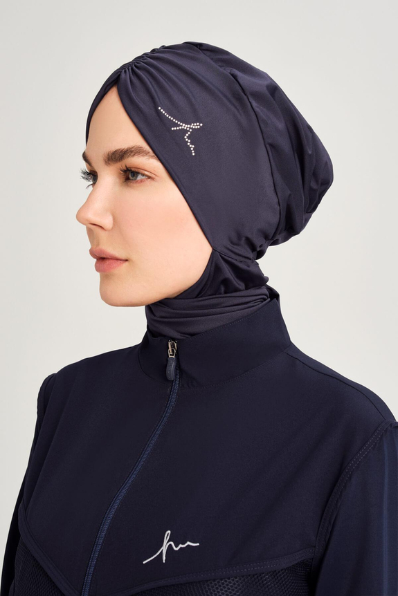 HaşemaHaşema İmzalı Lacivert Büzgülü Deniz Bonesi