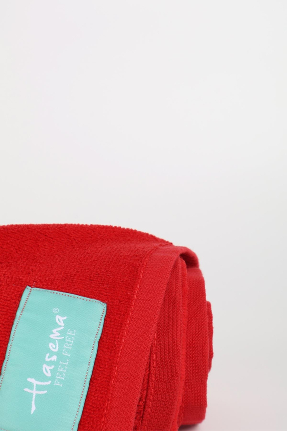 HaşemaHaşema منشفة شاطئ حمراء مخملية 140X70