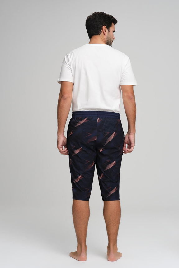 HaşemaHaşema Men's Brown Patterned Navy Blue Long Swimming Shorts