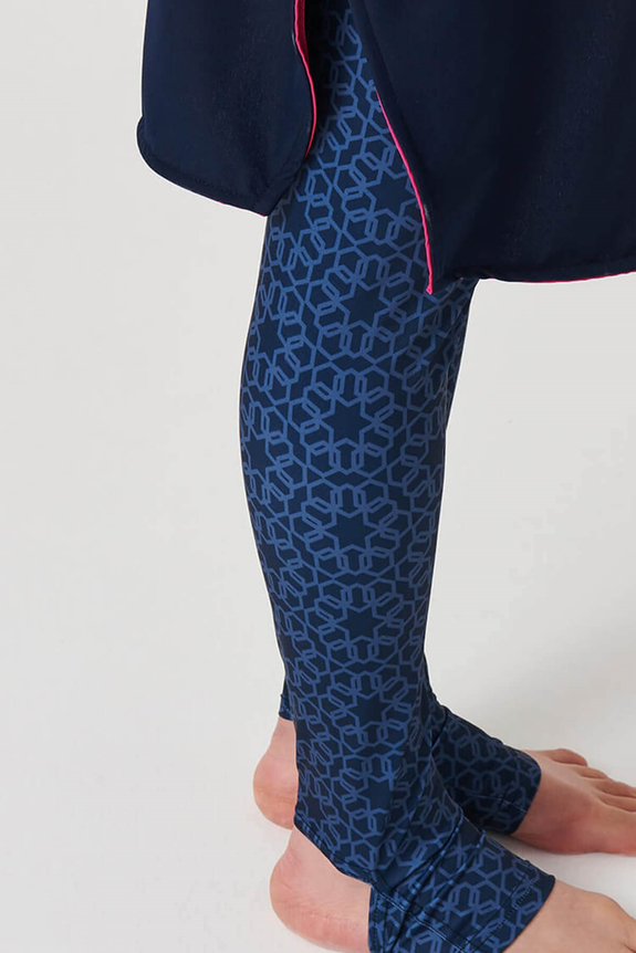 HaşemaHaşema Performance Series Patterned Foot Cover Detailed Navy Full Coverage Swimsuit H-PER 50