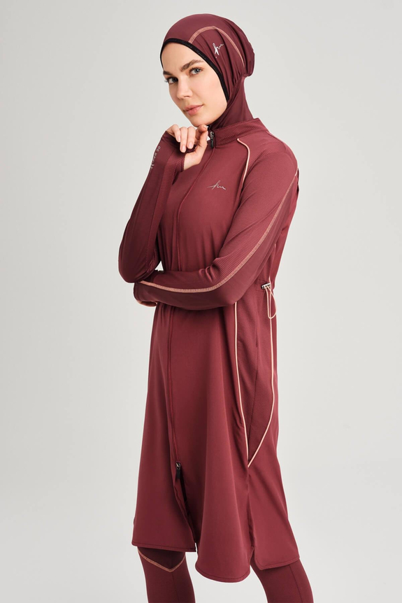 HaşemaHaşema Performance Series Honey Comb Detailed Damson Full Coverage Burkini - Swimsuit Set H-PER 50