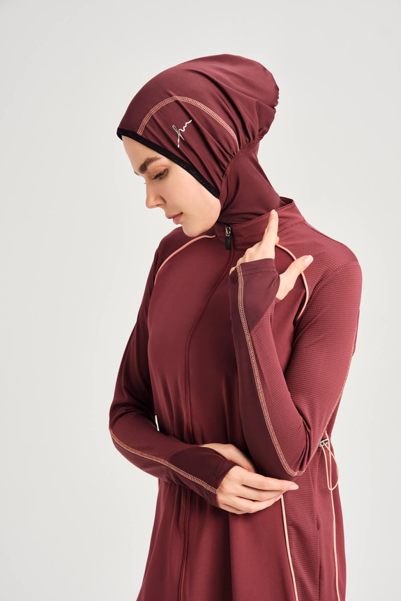 HaşemaHaşema Performance Series Honey Comb Detailed Damson Full Coverage Burkini - Swimsuit Set H-PER 50