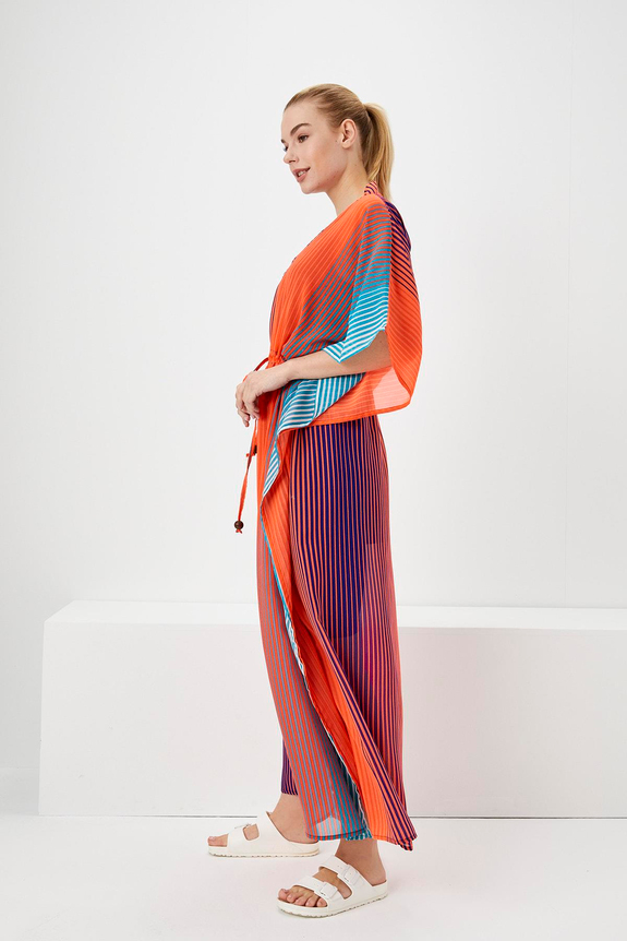 HaşemaHaşema Renkli Çizgili Turuncu Uzun Pareo