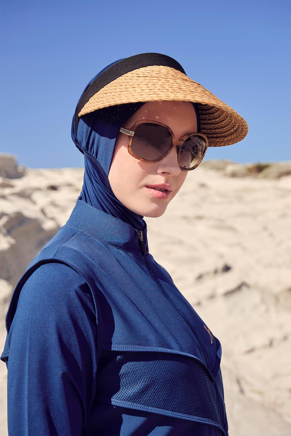 HaşemaHaşema Siyah Bej Vizör Hasır Şapka