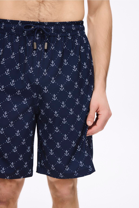 HaşemaHaşema شورت سباحة كحلي قصير بطبعة القوارب الشراعية للرجال 5044