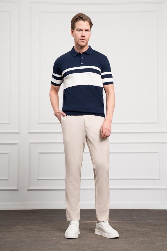 Morven Erkek Lacivert <br> Trend Dynamic Fit Rahat<br> Kesim Polo Yaka T-Shirt