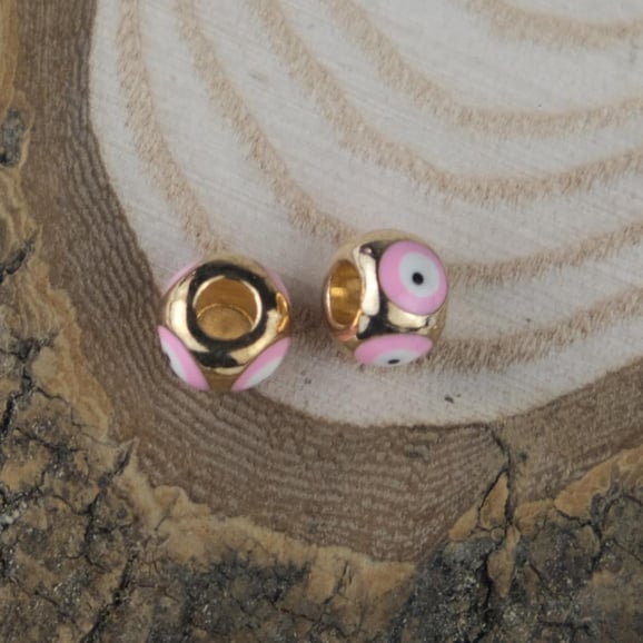 Sarı Metal Pembe Nazar Boncuk Takı ve Aksesuar Aparatı