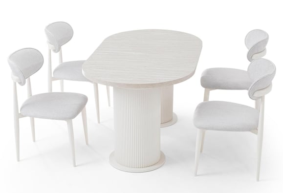 160lık Bohem Elips Açılır Masa Takımı (Traverten)